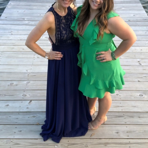 Lulu's Navy Lace Maxi Dress - Picture 4 of 4